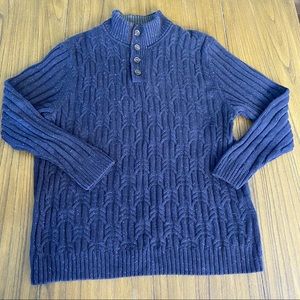 Tasso Elba men’s cable knit button navy sweater 💰💰